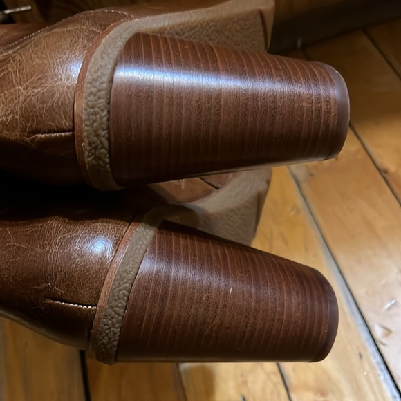 Michael Michael Kors Kim Dark Caramel Leather Lace Up Distressed Booties Size 5 - Picture 11 of 11